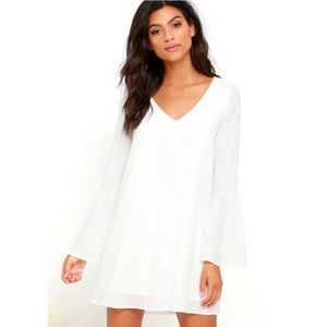Lulu’s Far Wanderings Ivory Long Sleeve Shift Dress Size L
